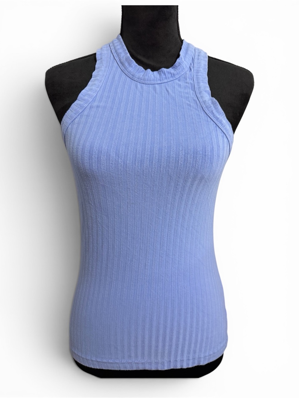 Free People Ribbed Halter Tank Top - Periwinkle Blue